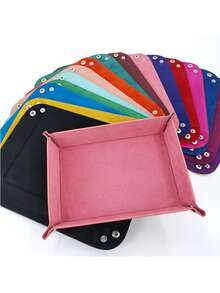 Foldable Game Dice Tray, Velvet Fabric Storage Organizer, 4-Corner Collapsible Tray For Home, Kitchen, Office Desk, Table And Drawer Organization, Desk & Drawer Organizer For Home Storage - Multicolor - View 4