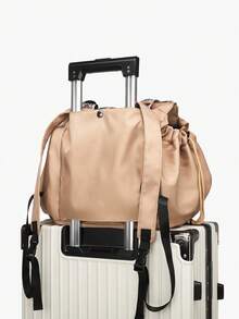 新款时尚摇篮包大容量纯色背包，储物袋多功能旅行妈咪包单肩包，小巧设计可扩展大容量，多口袋背包，男女通用