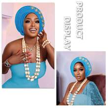 1pc African Style Head Wrap With Layered Bejeweled Edge Head WrapAccents, Laminated Strap Cap, Traditional African Turban Hat For Women Personalized Elastic Headwear - A - View 12