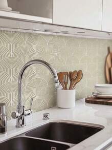 1 Set 10PCS-7.87X7.87in Midcentury Modern Warm/Fresh Sage Vintage Self Adhesive Vinyl Floor Tiles,Peel And Stick Floor Tile DIY Flooring For Kitchen Backsplash Decor Refresh Your Home