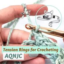 2 Pieces Crochet Rings For Crocheting Cute Yarn Guide Knitting Ring For Finger Adjustable Yarn Tension Ring Crochet Supplies
