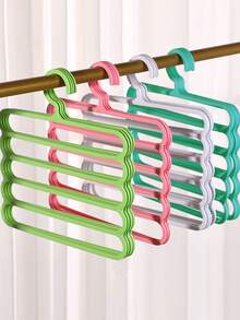 5层衣架裤架发夹收纳架大容量粗头衣架壁挂式发夹衣架男女通用节省空间 - 彩色 - 查看 2