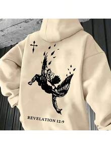 Men's Falling Angel Casual Flannel Sweatshirt With Pocket And Revelation Cap