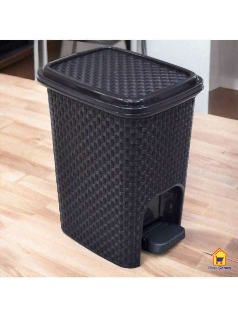 Rattan Waste Bin 7 Liters With Lid And Pedal Office Bedroom Bathroom Kitchen