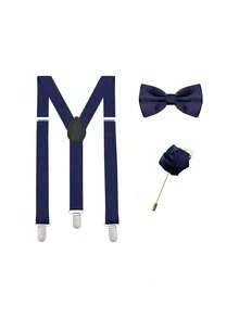 1 套男士领结、吊带、胸针组合，适合宴会和派对，适合外出装扮婚礼派对，也适合秋冬配饰万圣节服装，适合青少年、青年、男士、休闲、户外、运动、度假、毕业礼物、生日、日常穿着