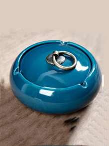 Ceramic Ashtray With Lid Round Cigar Ashtray Suitable For Home, Office, Bar/Restaurant, Also Can Be Used As Table Decoration. Office/Home Decoration, Smoking Set, Ashtray, Portable Car Ashtray, Mahogany Ashtray. Ceramic Collection Ornaments. Halloween/Christmas Decoration Ornaments. Holiday Gifts. Great Gift For Smokers (Kiln Fired, Appearance Has Been Changed) Gift For Smokers
