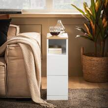 SoBuy Bedside Table Box Spring Bed Sofa Table Side Table Narrow Telephone Table Nightstand White WHT Approx. 20x60x35cm FBT149-WN - White - View 3