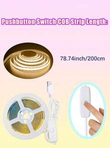 1pc 3.28ft-16.4ft LED Light Strip, 320 LEDs/M, Button Control, 3 Color Temperature Options, Suitable For Party, Room, Kitchen, Home TV, Household Decoration