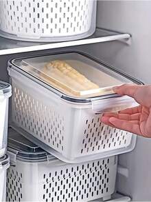 9pcs/Set Food Storage Containers With Drain Baskets And Lids - Leak-Proof, Fridge, Reusable Multi-Purpose Kitchen Storage Boxes For Fruits, Vegetables And Food. 3 Containers, 3 Drain Baskets, 3 Lids. - Multicolor - View 7