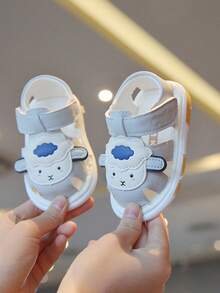 1 Pair Infant Cartoon Soft Bottom Squeaky Shoes, Toddler Walking Shoes With Sound, Suitable For Summer - Grey - View 3