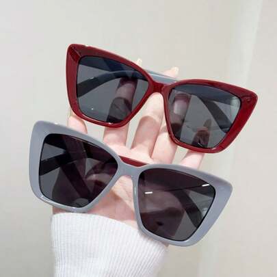 Women's Fashionable Versatile Cat Eye Glasses, Celebrity Style, Slim Fit High-End Appearance, Non-Prescription Glasses