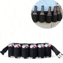 1pc Beer Belt Holster, Beer Soda Bottle Holder Belts, Drink Can Holder, Adjustable Waist Pack Bag, Holds 6 Cans, Perfect For Parties, Picnics, Hiking Men Essentials Water Bottle Tools