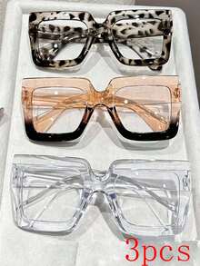 4pcs/3pcs Boys And Girls Personalized Square Frame Matching Street Shooting, Vacation And Fun All-Match Fashion, Girls Party And Cute - Multicolor - View 13