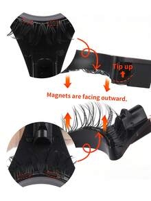 1 Pair CC Curl Reusable Magnetic Eyelashes With Applicator, Magnetic Eyelashes Natural Look Magnetic Lashes Kit With Magnetic Lash Applicator Wispy Cat Eye Lashes Reusable Magnetic Eyelashes Kit No Glue Or Eyeliner,Suitable For Women's Daily Dating, Simple And Convenient Operation, Suitable For Dating Parties And Other Occasions, False Eyelashes, Natural Enlarged Double Eyelashes, Waterproof And Sweat-Proof False Eyelashes - 黑色 - 查看 9