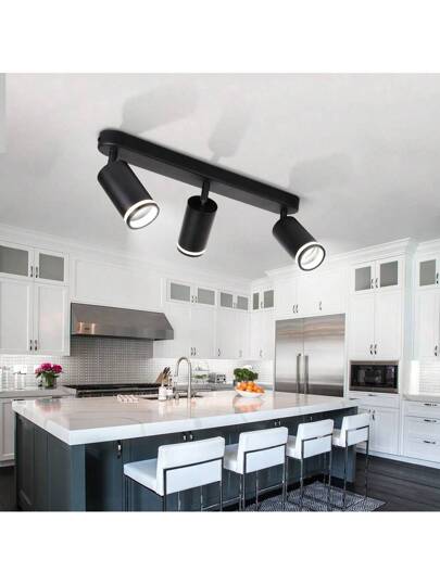 Ative Ceiling Mounted Linear Track Lighting, Wand Living Room Single/Double/Triple/Quad Head Aluminum Spotlight GU10 Lamp Holder, Vintage Or out Bulbs, Easy Installation, Hardwired, Exhibition Hall/Reading Room/Dining Room/Bar/Bedroom/Cafe/Dining Hall/Clothing Store/Living Room, Available In Multiple Sizes As Needed view 3