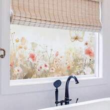 1 Stück Buntglas-Fensterfolie mit Frühlingsblumen, Fensterverkleidungsfolie mit geätztem Glas-Effekt, klassisch europäischer, farbenfroher Dekorfilm für Küche und Zuhause