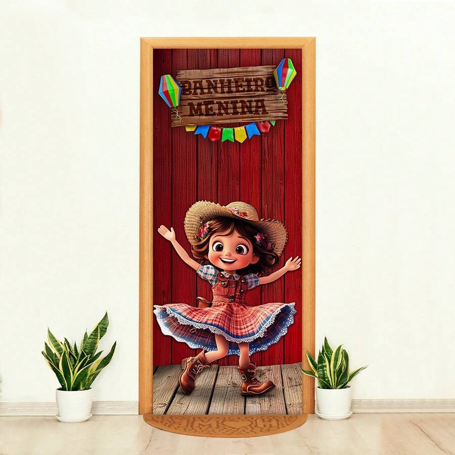 Felicita Decorative Door Cover 3D Sublimated Fabric Party 0.85x2.10 Junino - CP-348 - 查看 1
