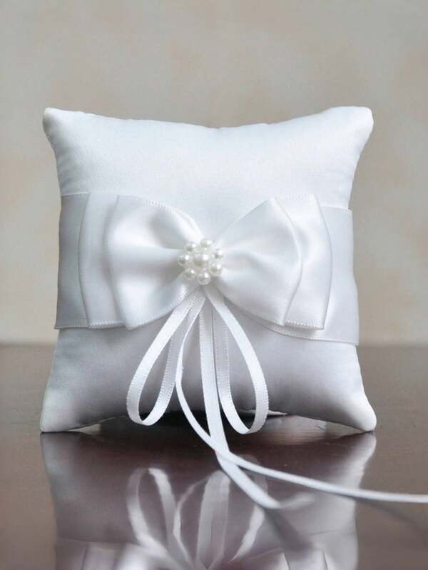 Cojín para anillos con perlas, decoración para boda, cojín portador de anillos nupcial y de marfil, para la ceremonia de la boda