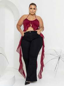 Fler Jeans Women's Plus Size High Waist Lom Lycra Pants - 黑色 - 查看 3