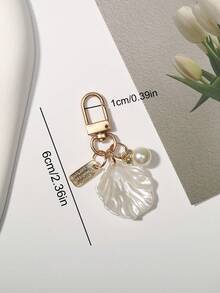 10pcs/Set Fashion Shell Faux Pearl Rhinestone Keychain Bag Decoration Accessories, Suitable For Mother's Day, Valentine's Day Gifts Car Accessories Bag Charm School Faux Pearl Cute Goth Y2k - 10-piece Set - View 2