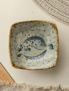 1 件/6 件陶瓷酱汁碟、蘸料盘、复古卡通方形调味盘、蘸料盘、酱油盘、寿司盘、厨房和餐厅用品