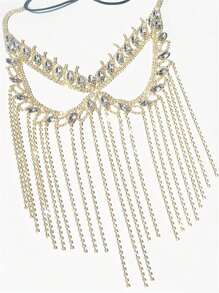 1pc Sparkly Rhinestone Mask With Tassels, Personalized Jewellery Face Decoration For Party Masquerade Ball