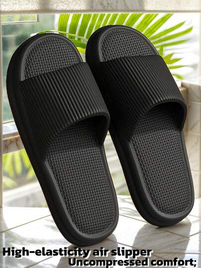 صنادل صيفية رجالية بسيطة مخططة، مصنوعة من مادة EVA مانعة للانزلاق، قابلة للتهوية وسريعة الجفاف، خالية من الروائح الكريهة، مسطحة ناعمة ومريحة، قابلة للارتداء بدون تثبيت، صنادل للاستحمام