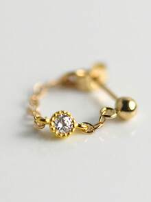 1 PC S925 Sterling Silver Diamond Studded Tassel Earrings In Blue. White, Rose Red, And Green Earrings,Daily Outfit For Women Girls,The Best Gift For Mother, Girlfriend And Sisters - Single Earring Accessories - View 2