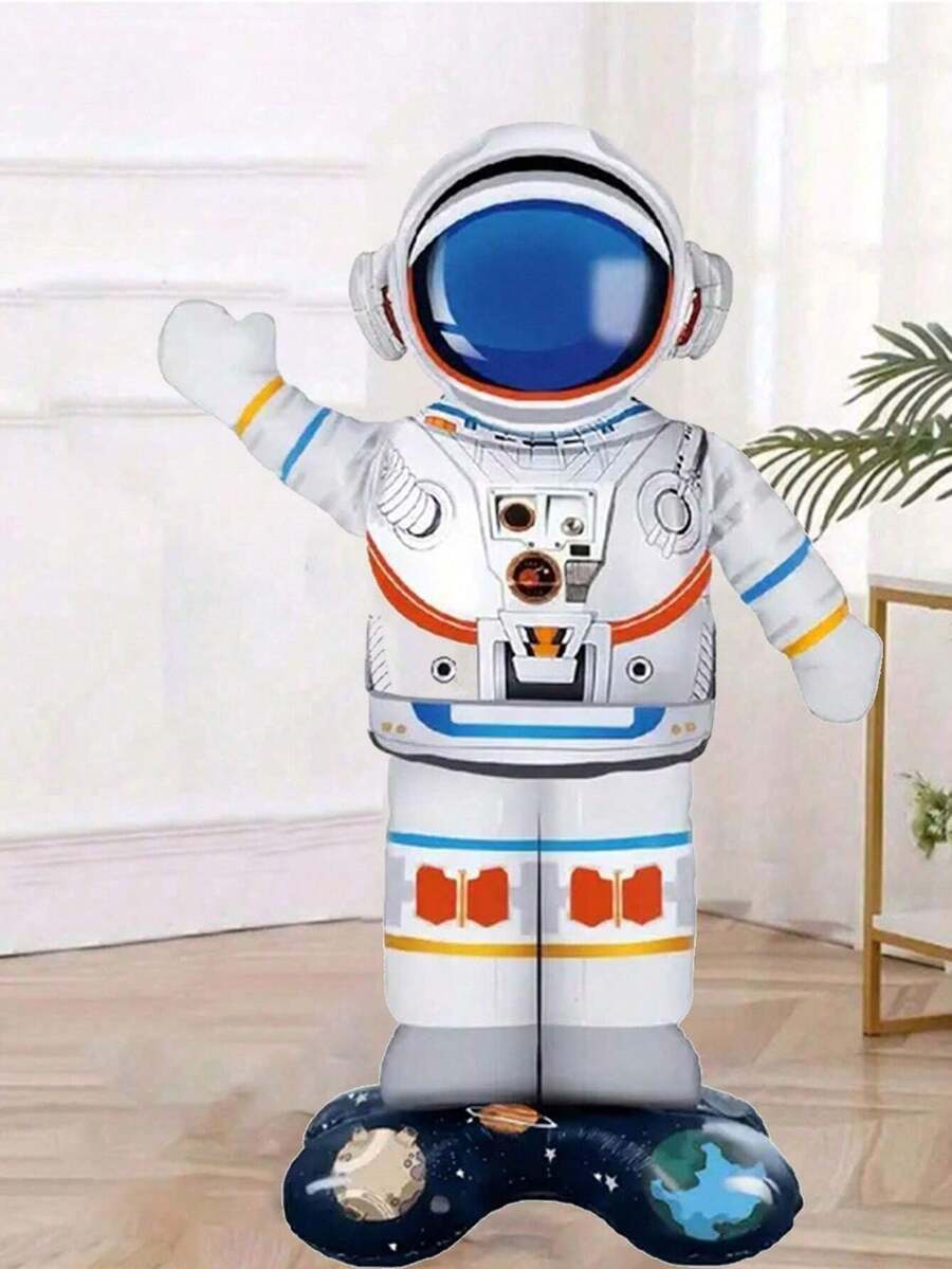 1pc Oversize Astronaut Shaped Foil Balloon, Space Theme Suitable For Birthday, Wedding, Anniversary, Memorial Party Decoration And Room Decor - Multicolor - View 1