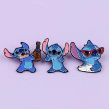 Disney 1 pièce Broche Disney Stitch, épinglette émaillée distinctive - Insigne mignon pour sacs à dos et vêtements, accessoire de broche pour vêtements, attache de sac
