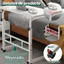 Escritorio para Laptop, Escritorio de pie móvil con Altura Ajustable, Mesa con Ruedas para Cama, fácil de Montar, Ideal para Oficina, Desayuno, café (Nature, 80 x 40 cm) - Albaricoque - Ver 4