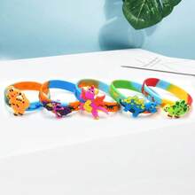 12pcs Dinosaur Party Favors Bracelets, Wristband Bracelets For Party Favors, School Prize Gifts, Birthday Gifts, Easter, Christmas, Halloween Gifts, Thanksgiving, Holiday Gifts