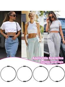 Regulowany pasek do podwijania, narzędzie do podwijania swetrów i koszul, pasek do podwijania, który maskuje przeciekający brzuch, czarna gumka w pasie, do stylizacji i przycinania koszul, gumka do zmiany stylu bluzek