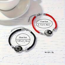 Fashion Couple Sun, Moon And Stars Boyfriend And Girlfriend Gift Box, Good Friends Combo Light Up Bracelet Set, Stainless Steel Sweatproof And Colorfast - 2件/套 - 查看 5