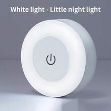 LED暖白色小夜燈，可充電觸控小夜燈，高亮度LED按壓燈，400mAh電池供電壁燈，USB無線觸控圓盤燈，3色可調，可充電圓盤觸控小夜燈，電池供電，無線黏貼照明，適用於牆壁、衣櫥、廚房、櫥櫃下方、檯面，1件裝 - 白色 - 查看 8