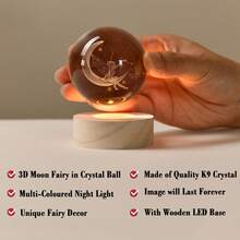 3D Fairy Crystal Ball Moon Fairy Glass Sphere Charming Fairy Figurines For Home Decor Ideal Gifts For Girl Ornament - 3D Fairy - View 5