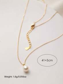 SYMFNY Collier pendentif classique en argent sterling 925 en forme ovale avec perle artificielle, 1 pièce de bijoux de mariage, bijoux de mariée, bijoux de vacances