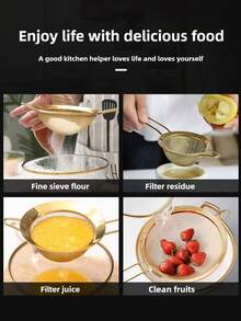 1-3pcs Stainless Steel Fine Mesh Tea Strainer With Handle - Japanese Style Matcha Powder Sifter - Multicolor - View 3