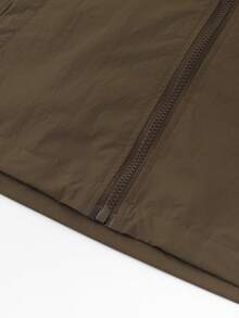 女士春秋新款无袖背心外套，休闲修身设计，拉链连帽口袋可调节下摆，轻盈户外时尚百搭风格 - 咖啡棕 - 查看 5