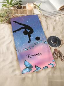 Toalla de playa personalizada "Noche estrellada" de 51x71" - Texto personalizado, opción que brilla en la oscuridad, ultra suave y absorbente para vacaciones de verano - Multicolor - Ver 3