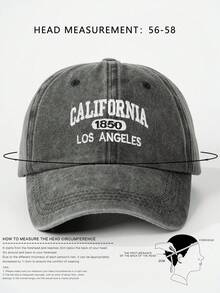 1顶绣有“加州”字样的水洗棒球帽，可调节户外防晒休闲帽，适合男孩，春季、秋季旅行、海滩，Y2K风格 - 棒球帽 - 查看 8