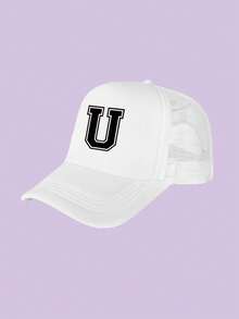 1 Kids White Baseball Caps 26 Letters Printed Baseball Caps, Outdoor Recreational Activities Sunscreen Breathable And Quick Drying, Suitable For Spring And Summer Daily Outdoor Use, Campus Activities - White - View 16