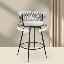 Dyhome 3Pcs  24'' Modern Swivel Bar Stools, 24 Inches Counter Height Bar Stools With Woven Back, Comfy Upholstered Suede Tall Barstools For Kitchen Island, Cafe - White - View 4