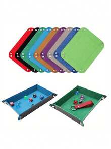 Foldable Game Dice Tray, Velvet Fabric Storage Organizer, 4-Corner Collapsible Tray For Home, Kitchen, Office Desk, Table And Drawer Organization, Desk & Drawer Organizer For Home Storage - Multicolor - View 12