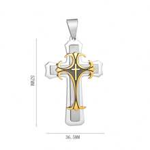 MONALLY 18K镀金三层金属十字架项链，搭配经典宗教吊坠，时尚男士配饰，不锈钢材质，夏季饰品 - 項鍊 - 查看 4