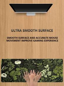 1pc Green Floral Pattern Rubber Anti-Slip Computer Laptop Office Gaming Mouse Pad