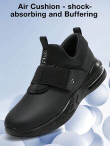 SPIEZ Men's Non-Slip Waterproof Oil-Resistant Kitchen Work Shoes Comfortable Slip-On Safety Sneakers - Black - View 5
