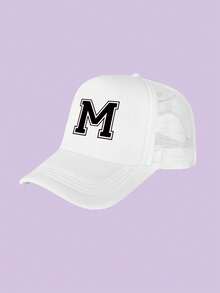 1 Kids White Baseball Caps 26 Letters Printed Baseball Caps, Outdoor Recreational Activities Sunscreen Breathable And Quick Drying, Suitable For Spring And Summer Daily Outdoor Use, Campus Activities - White - View 20
