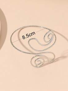 1pc Metal Street Style Hinged Bangle Bracelet, Multi-Layer Geometric Baroque Personalized Wrist Cuff - Two-headed Snake - View 4