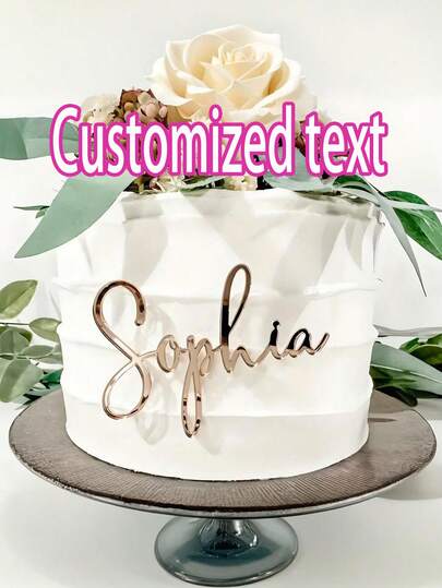 1pc Personalized Acrylic Cake Top Decoration, Custom Laser Cut Name, Cake Decoration, Birthday Party Supplies, Gold/Rose Gold Decoration, No Power Required Mother's Day Graduation, Multi-Functional, Adjustable, Durable, Ornamental, Reusable, Exquisite, Adorable, High-Quality, Modern, Colorful, Cute, Comfortable, Stylish, Custom, Personalized, Unique, Ideal Gifts For Her, Boyfriend, Girlfriend, Dad, Mom, Family, Friends, Office, Tea Room, School, Home, Home Refresh, Customized Wedding Tableware, Warm Ambience, Autumn Home Refresh, Home Harmony